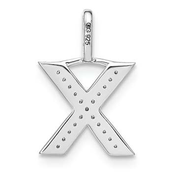 14K White Gold Diamond Lower Case Letter X Initial Pendant