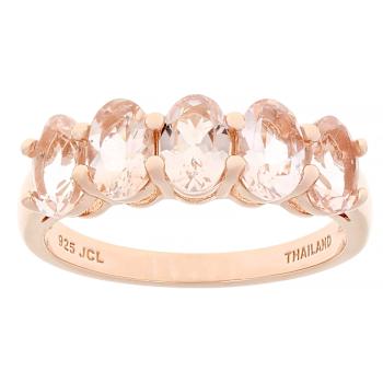 Morganite Oval Band Ring In 18K Rose Gold Over Sterling Silver 2.00ctw