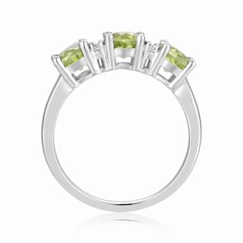 Peridot and Moissanite Sterling Silver 3-Stone Ring