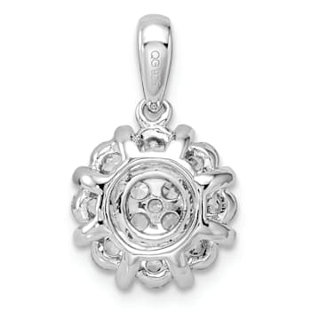 Rhodium Over 14K White Gold Lab Grown Diamond Halo Pendant 0.50ctw