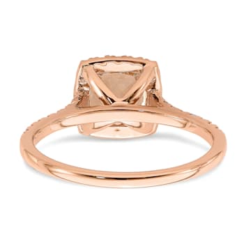 14K Rose Gold Morganite Diamond Halo Engagement Ring 1.09ctw