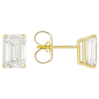 Lab-Grown Diamond Emerald-Cut Stud Earrings In 14K Gold 3.00ctw
