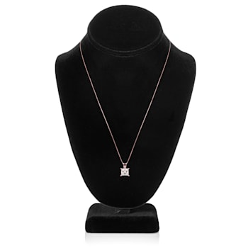 White Cubic Zirconia 14k Rose Gold Pendant With Chain 2.00ctw