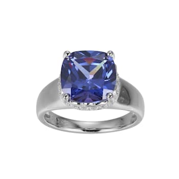 Blue And White Cubic Zirconia Platinum Over Silver December Birthstone
Ring 6.72ctw