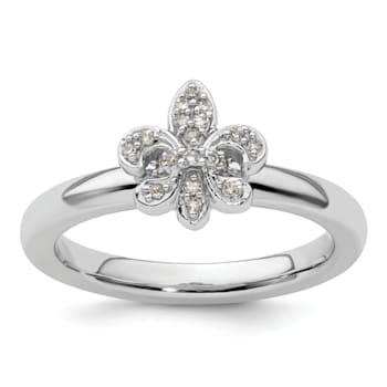Sterling Silver Stackable Expressions Fleur De Lis Diamond Ring