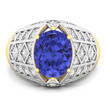 2.63ctw Violet Tanzanite and Diamond 14K Yellow Gold Halo Ring