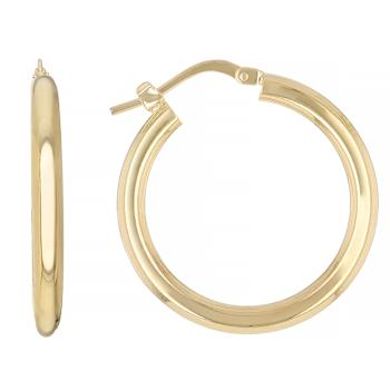 Polished Hoop Earrings In 18K Gold Over Bronze 1 Inch