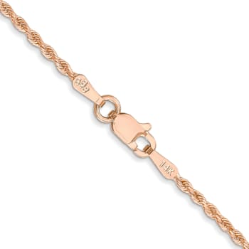 14k Rose Gold 1.5mm Solid Diamond-Cut Rope 16 Inch Chain