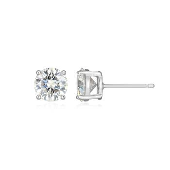 Round Moissanite Platineve Stud Earrings 2.40ctw DEW