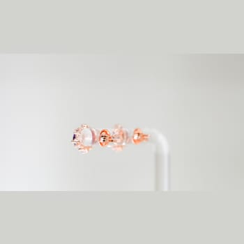 Amethyst and CZ 0.84 Ctw Round 18K Rose Gold Over Sterling Silver Button
type Earrings.