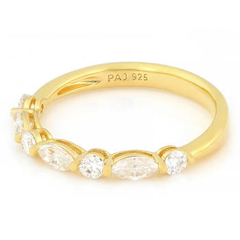 Moissanite Band Ring In 14K Gold Over Sterling Silver