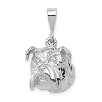 Rhodium Over 14k White Gold Bulldog Pendant