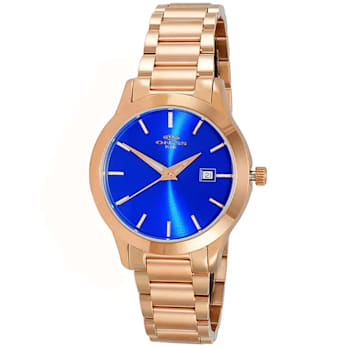 Oniss Women's Royal Blue Dial, Rose Stainless Steel Bracelet Watch