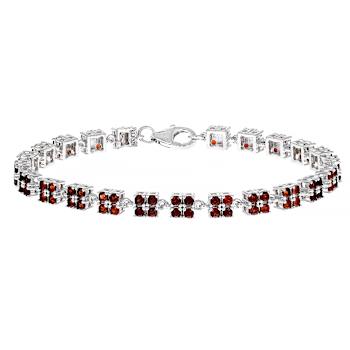 Red Garnet Two-Row Bracelet In Sterling Silver 3.12ctw