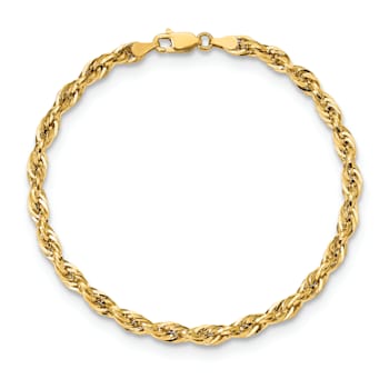 14k Yellow Gold 4.25mm Rope Link Bracelet, 7 Inches