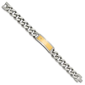 White Cubic Zirconia Stainless Steel Yellow IP-plated Men's Pendant With
Chain And Bracelet
