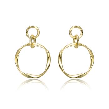 Interlocking Circle Drop Earrings In 14K Gold Over Brass