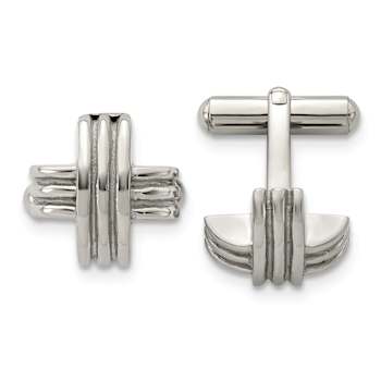 Stainless Steel Polished Fancy X Cuff Links