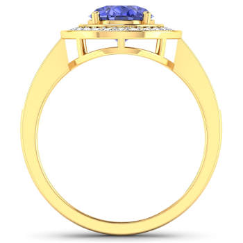 1.63ctw Violet Tanzanite and Diamond 14K Yellow Gold Halo Ring