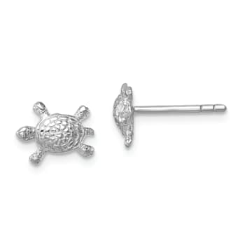 Rhodium Over Sterling Silver Polished Turtle Post Earrings