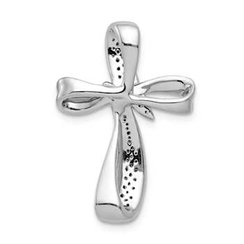 Rhodium Over 14k White Gold Diamond Cross Chain Slide Pendant