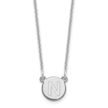 Rhodium Over 14k White Gold Tiny Circle Block Letter N Initial Pendant
Cable Link 18 Inch Necklace