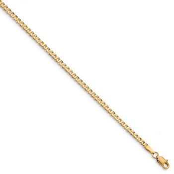 14k Yellow Gold 2.3mm Solid Flat Beveled Curb 16 Inch Chain