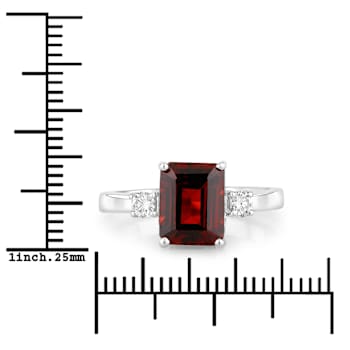 Mozambique Garnet And Lab-Grown Diamond Three-Stone Ring In Sterling Silver