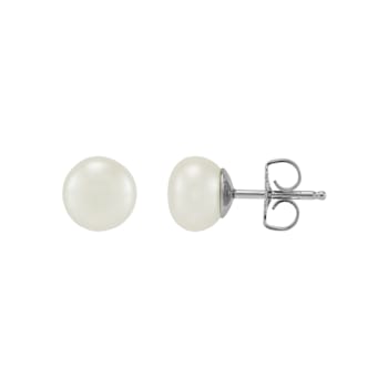 White Freshwater Pearl Necklace, Bracelet with Round Stud Earrings
Sterling Silver Jewelry Set