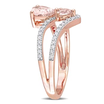 0.87ctw Morganite And 0.25ctw Diamond 10k Rose Gold 2-Stone Ring