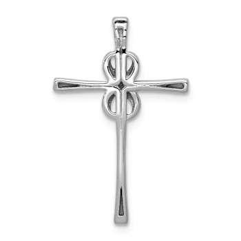 Rhodium Over 14k White Gold Diamond Infinity Cross Chain Slide Pendant
