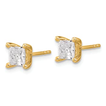 Princess Cut White Lab-Grown Diamond G-H SI 14K Yellow Gold Solitaire
Stud Earrings 1.00ctw