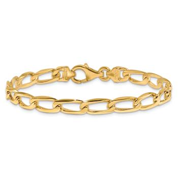 14k Yellow Gold 5.9mm Hand-polished Fancy Open Link Bracelet