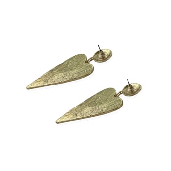 Gold Tone Heart Shape Clear Crystal Drop Dangle Earring
