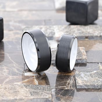 SIGMA Black Tungsten Brushed Center Men’s Wedding Band with Polished
Edges & White Interior 8mm