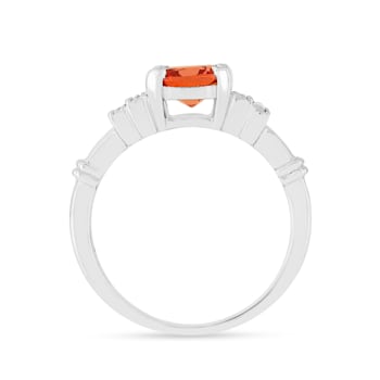 Peach Orange  Lab Created Padparadscha Five Stone Ring   Rhodium Over
Sterling Silver Orange Ring