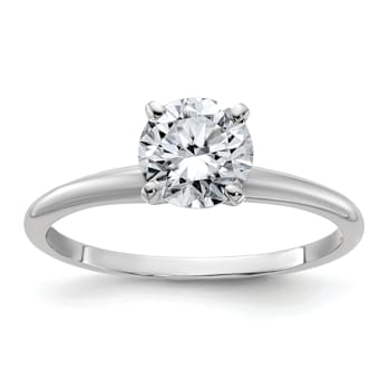 Rhodium Over 14K White Gold 1 ct. D E F Pure Light Round Moissanite
Solitaire Ring