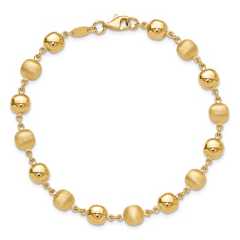 14K Yellow Gold Polished and Satin Puffed Circles Bracelet