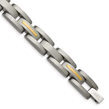 Titanium with 14k Inlay Brushed Bracelet