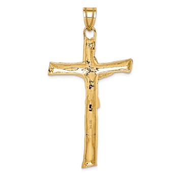14k Yellow Gold Textured Crucifix Pendant