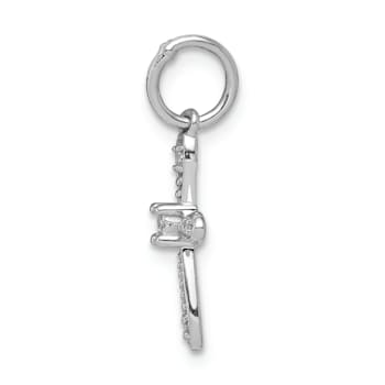 Rhodium Over 14K White Gold 0.03ct. Diamond Cross Charm