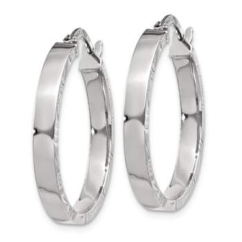Rhodium Over 14k White Gold Polished and Diamond-Cut Edge 1 1/16"
Medium Hoop Earrings