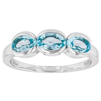 Sky Blue Topaz Three-Stone Ring In Platinum Over Sterling Silver