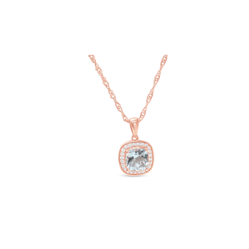Square Cushion Aquamarine and Cubic Zirconia 18K Rose Gold Over Sterling
Pendant with chain, 1.86ctw