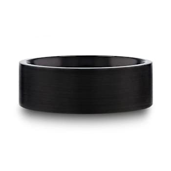 SAN BERNARDINO Brushed Finish Flat Black Titanium Men’s Wedding Band 8mm