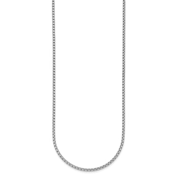 Rhodium Over Sterling Silver Polished 2.0mm Box 20 Inch Chain