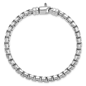 Rhodium Over Sterling Silver Polished 5.0mm Box 8 Inch Chain