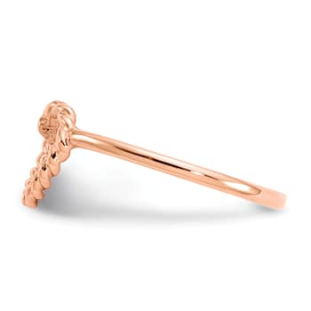 14K Rose Gold Polished and Textured Heart Ring