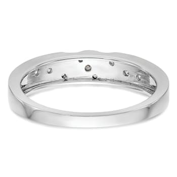 Rhodium Over 14K White Gold Diamond Trio Men's Wedding Band 0.14ctw