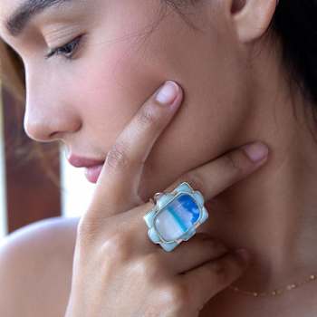 Barse Jewelry Blue Larimar Sterling Silver Scenic Beach Ring